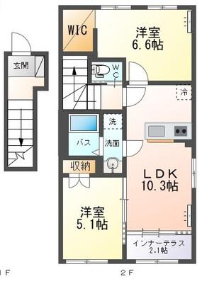 グランデージ笹谷(2LDK/2階)の間取り写真