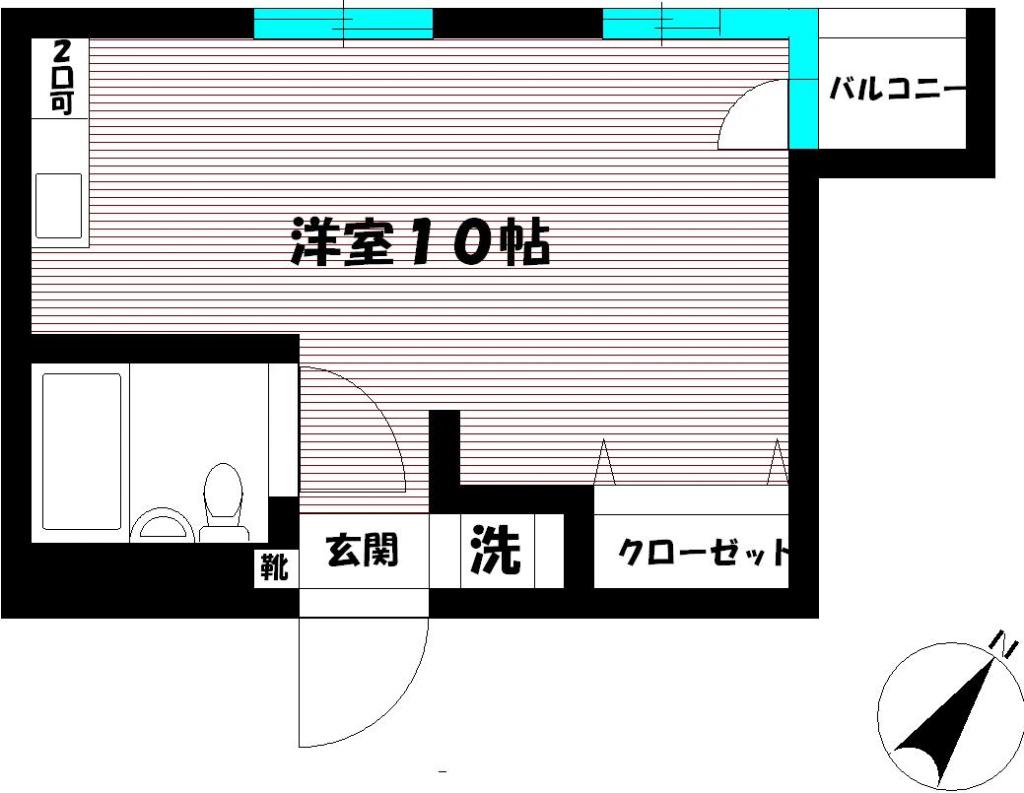 Tフラット(ワンルーム/2階)の間取り写真