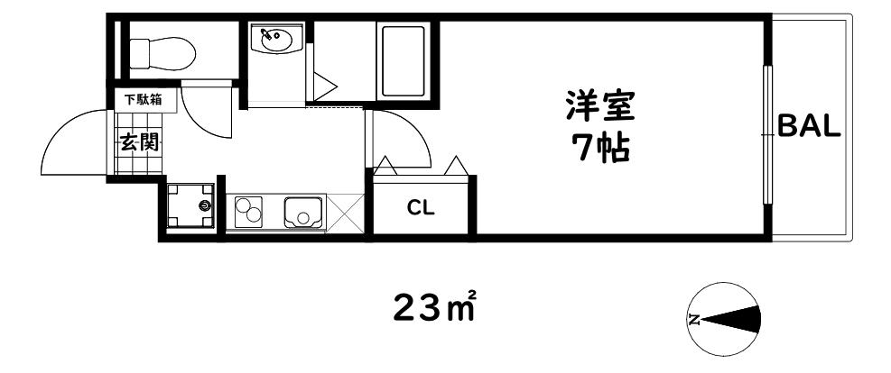 アイル青木(1K/3階)の間取り写真
