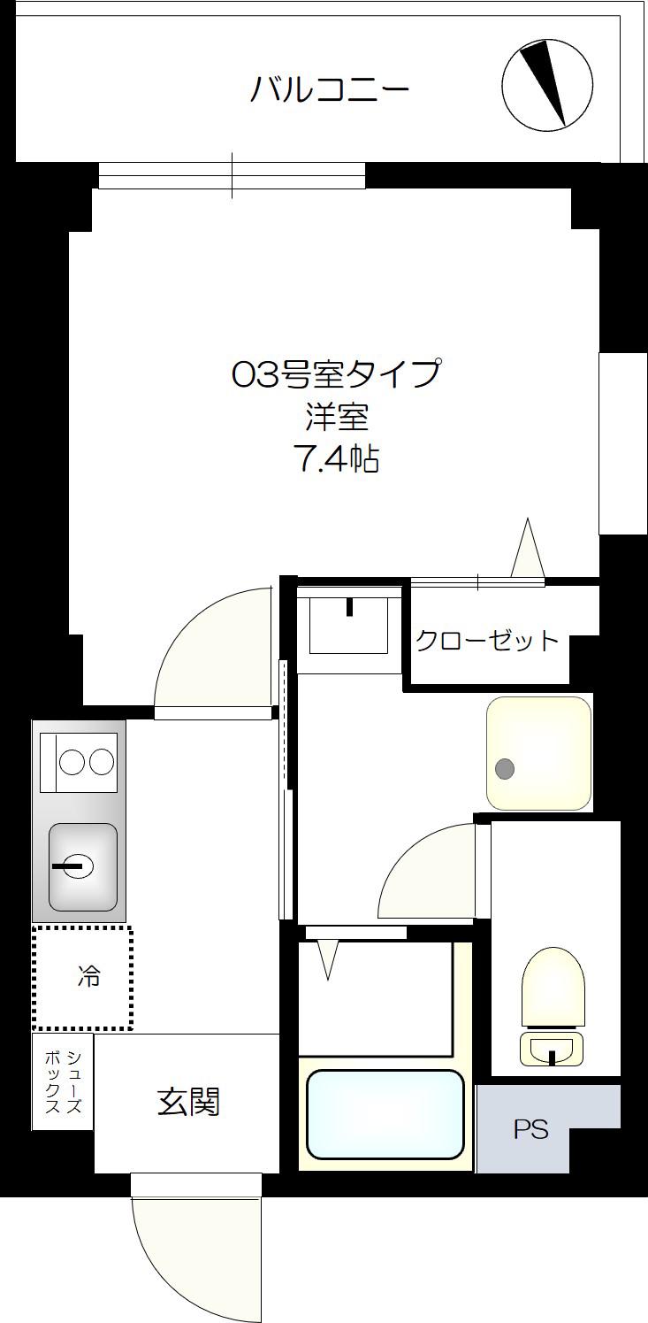B`CASA MIYAMAEDAIRA(1K/4階)の間取り写真