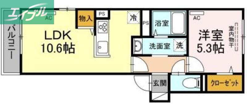 ルナVI(1LDK/2階)の間取り写真