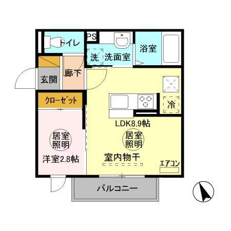 ロンオール元白銀(1LDK/1階)の間取り写真