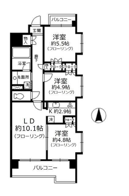 ザ・グランフォーリア西日暮里(3LDK/11階)の間取り写真