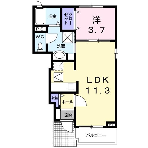 ファミーユ・ リアン(1LDK/1階)の間取り写真