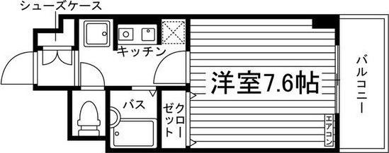 エスポアール八雲(1K/2階)の間取り写真