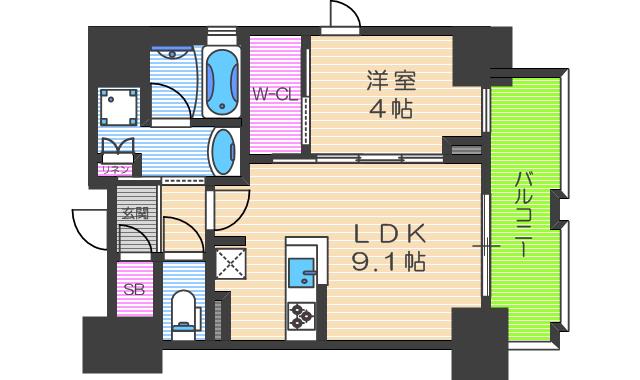 サクラティアラ新梅田(1LDK/10階)の間取り写真
