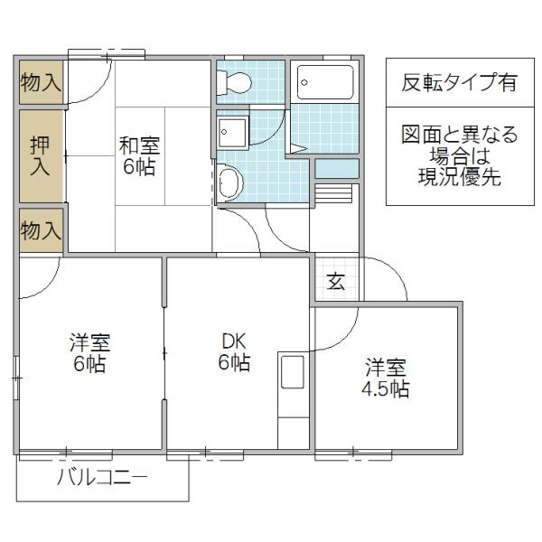 エルディム市毛IIA棟(3DK/1階)の間取り写真