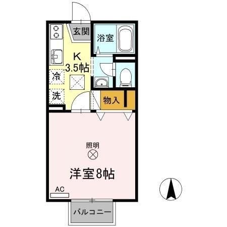 メゾンたちばなC棟(1K/1階)の間取り写真