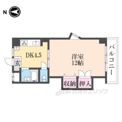 GRANDSTEADY奈良三条(1DK/7階)の間取り写真