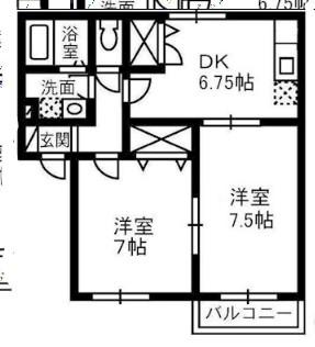サンパティークB棟(2DK/2階)の間取り写真