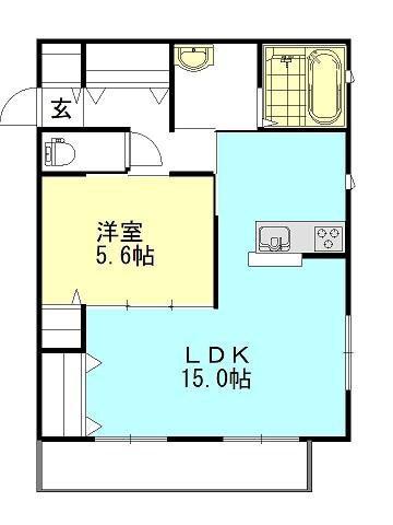 CALM HILLS 5番館(1LDK/2階)の間取り写真