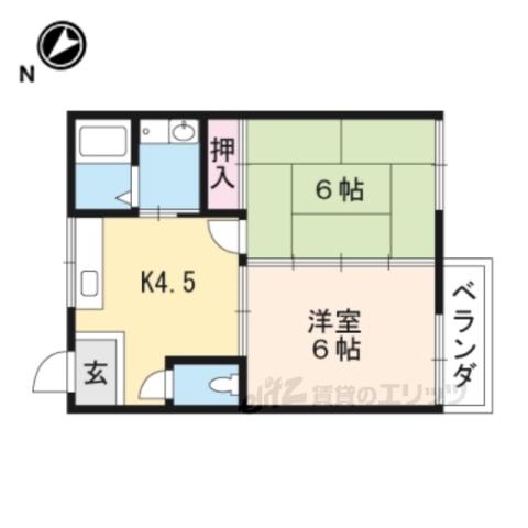 クレール行村(2DK/2階)の間取り写真
