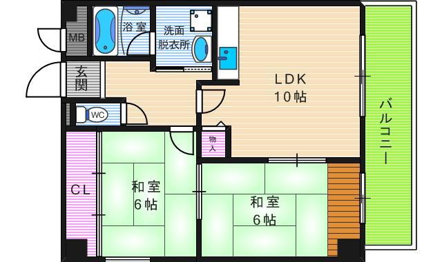アンボジュール日愛(2LDK/4階)の間取り写真
