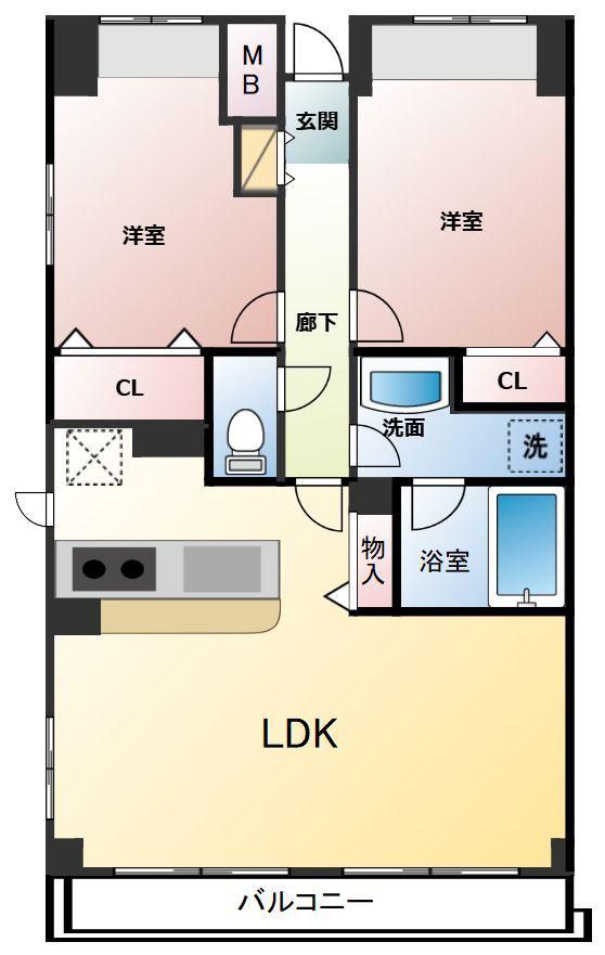エスティメゾン妙典(2LDK/7階)の間取り写真