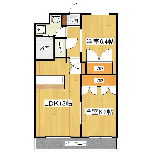 パステルヒルズ(2LDK/1階)の間取り写真