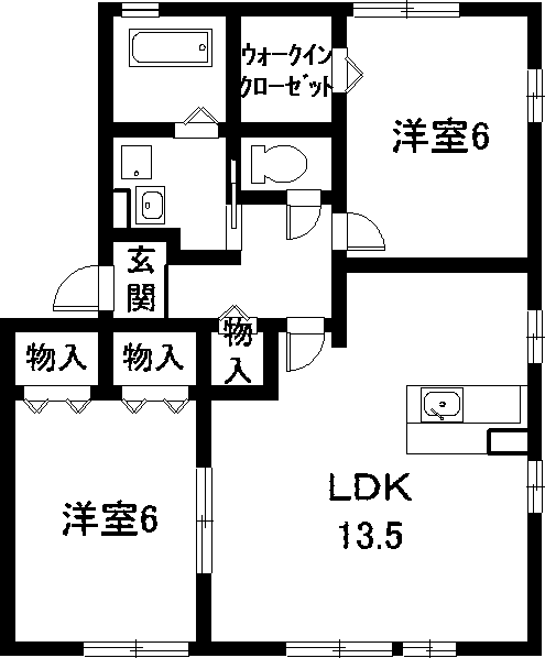 ルピナス(2LDK/1階)の間取り写真