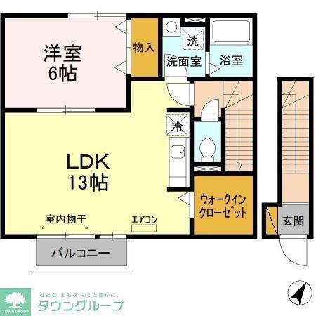 オークハイツVIII(1LDK/2階)の間取り写真