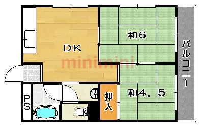 佐藤第3マンション(2DK/2階)の間取り写真