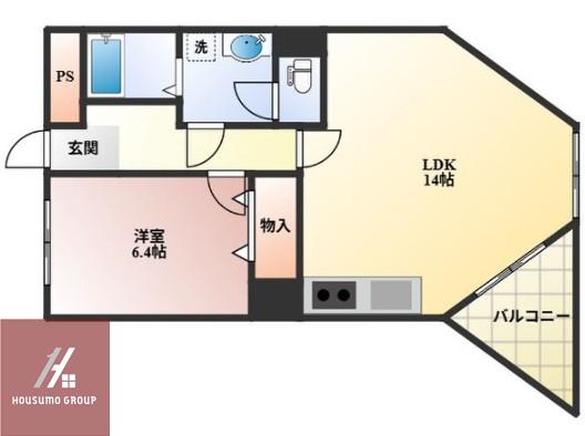 テアトルメゾン豊中(1LDK/2階)の間取り写真