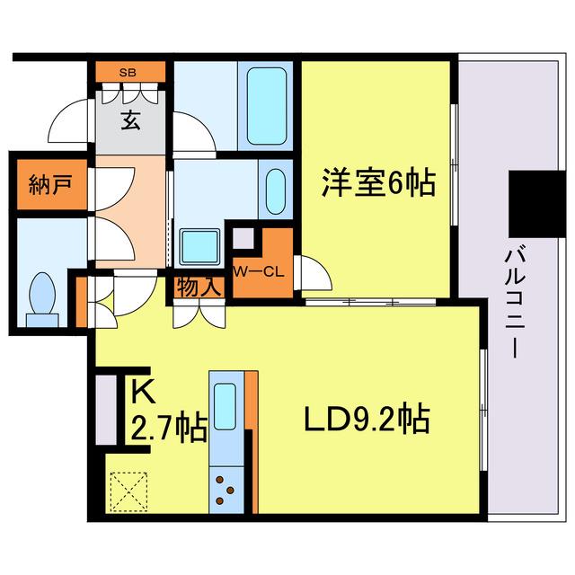 シエリアタワー中之島(1LDK/9階)の間取り写真