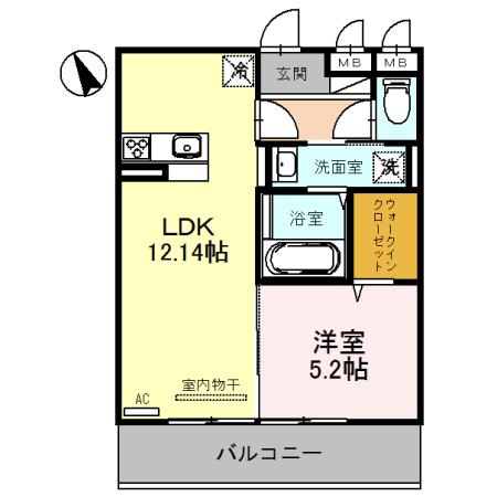 CASA FELICE(1LDK/2階)の間取り写真