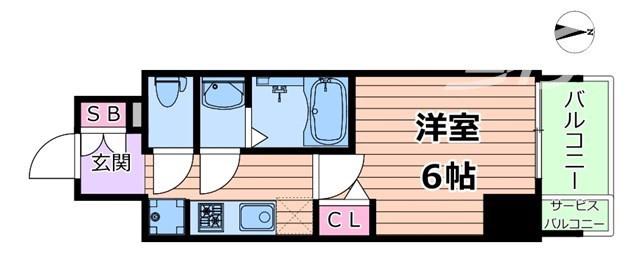 バウスフラッツ新大阪(1K/9階)の間取り写真