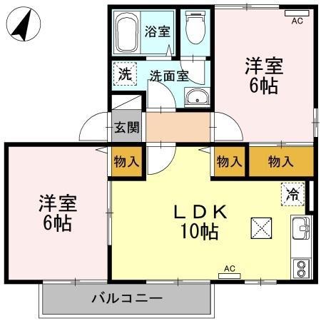 クレールコートA棟(2LDK/1階)の間取り写真