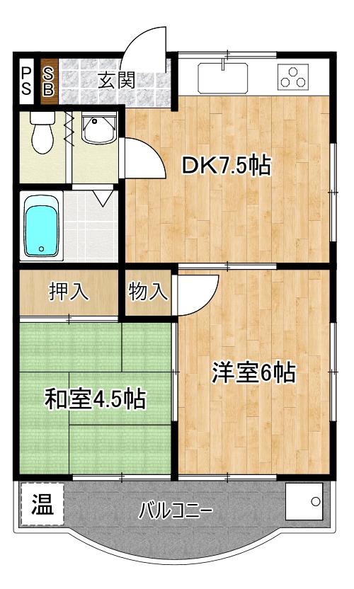 エクセレントRIZ(2DK/1階)の間取り写真