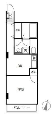 セイジョー喜多見ビル(1DK/3階)の間取り写真