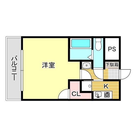VIP薬院(1K/6階)の間取り写真