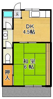 プラムハイツ(1DK/2階)の間取り写真