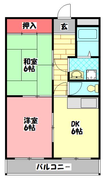 福住マンション(2DK/1階)の間取り写真