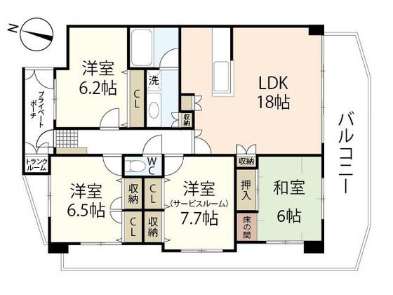 アーバンライフ黒川(4LDK/13階)の間取り写真