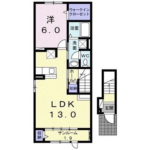 プリムラIIA(1LDK/2階)の間取り写真