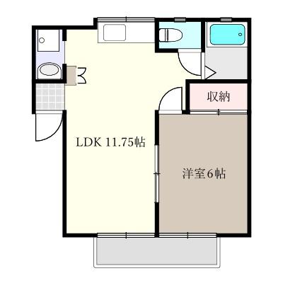 コーポイワミB(1LDK/2階)の間取り写真