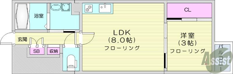 プログレス(1LDK/1階)の間取り写真