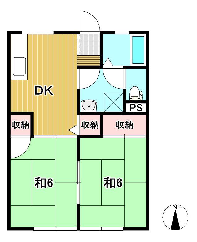 原中ハイツ(2DK/1階)の間取り写真