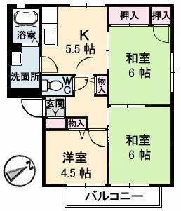 エクセル向井B棟(3K/2階)の間取り写真