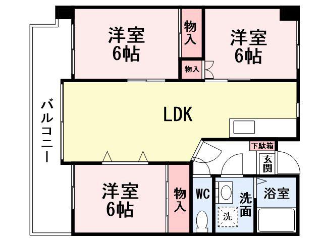 ハーベスト守恒(3LDK/6階)の間取り写真