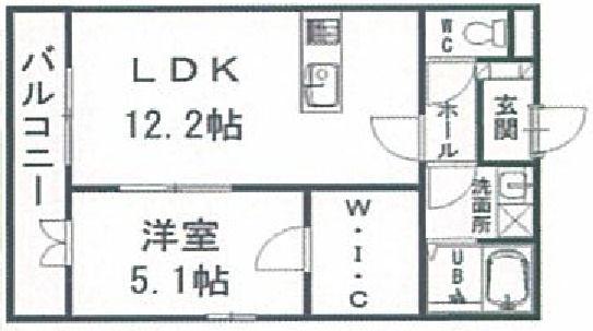 ユメリア和多田(1LDK/1階)の間取り写真