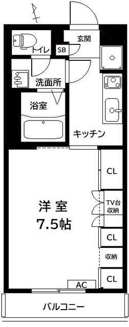 ジュネス(1K/3階)の間取り写真