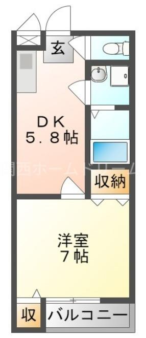 K´Sマンション(1DK/3階)の間取り写真