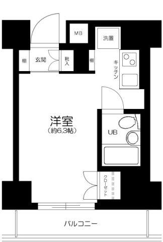 TERRAZZA EST(ワンルーム/5階)の間取り写真
