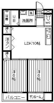 グランシティ(2LDK/6階)の間取り写真