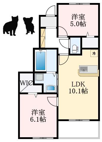 ファイン・キャピタルD(2LDK/1階)の間取り写真