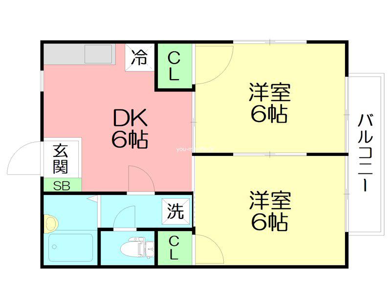 サンリバー佐川(2DK/1階)の間取り写真