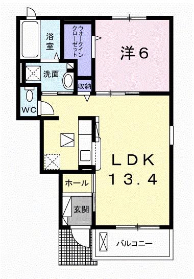 ファイン コルソVIII B(1LDK/1階)の間取り写真