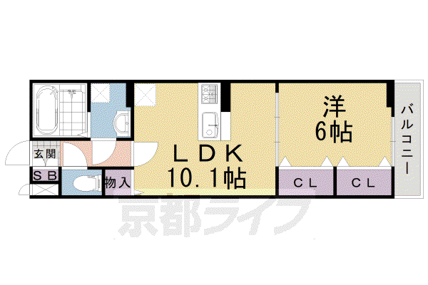 プリムローズII(1LDK/1階)の間取り写真