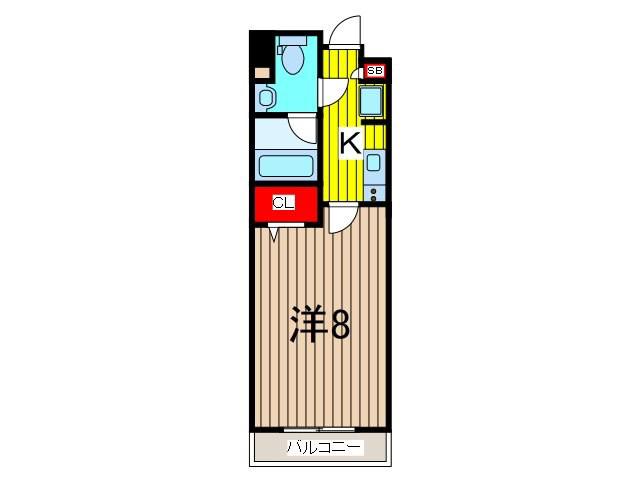 アルファコート蕨3(1K/2階)の間取り写真