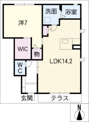 リーフガーデンハイツD棟(1LDK/1階)の間取り写真